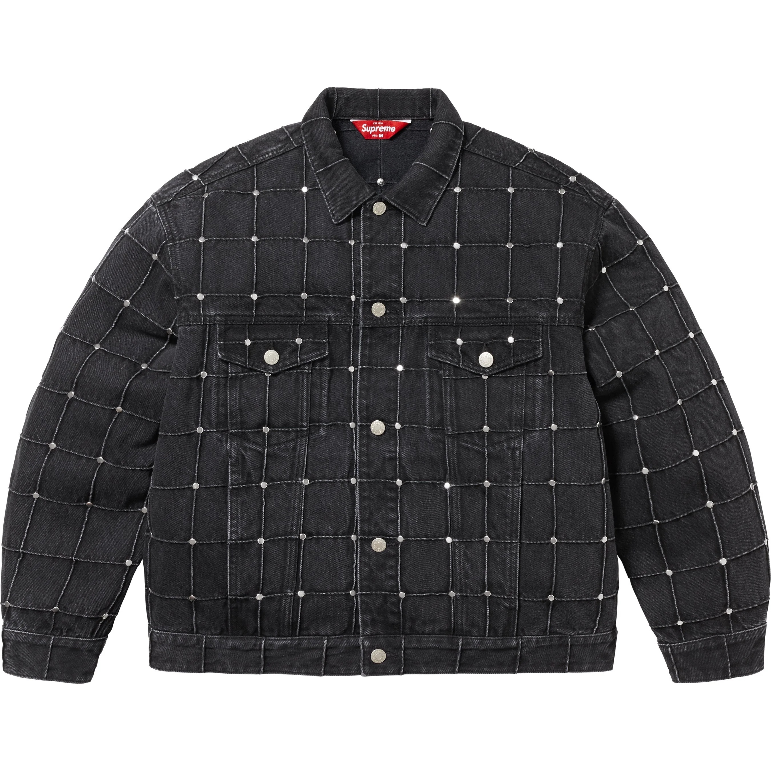 Studded Seam Denim Trucker Jacket view 4
